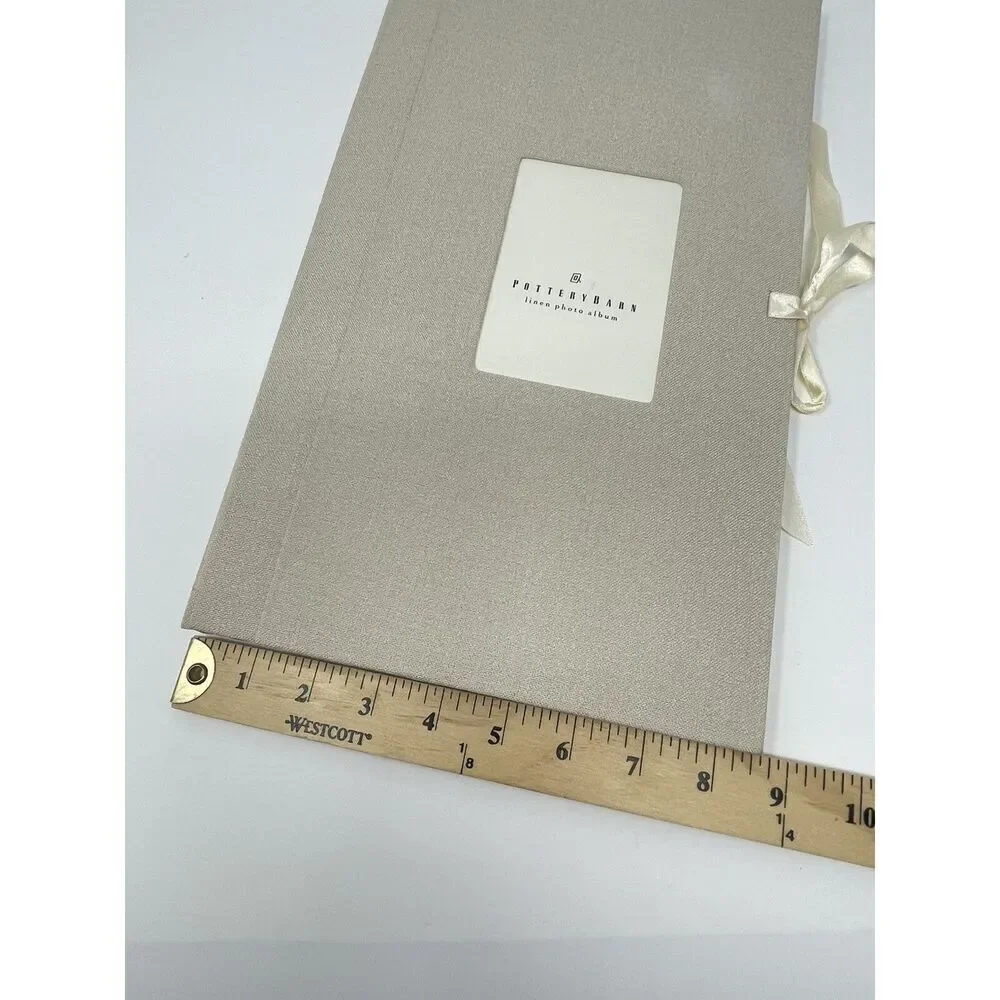 Pottery Barn Photo Picture Memory Book Album Linen Beige  Scrapbook 8.5x14.5”